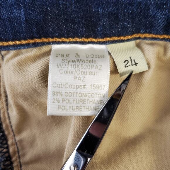 rag & bone Women's Stevie Ankle Bow Tie Skinny Jeans Size 24 Dark Wash Mid Rise - Picture 6 of 10